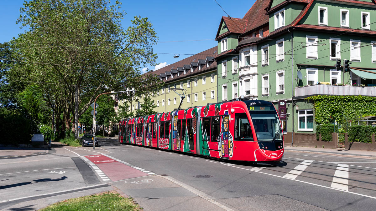 Straßenbahn Freiburg i.Br.: VAG 308 in Freiburg i.Br., Komturplatz